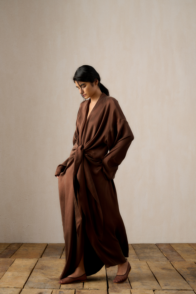 Allana Silk Long Robe Dress