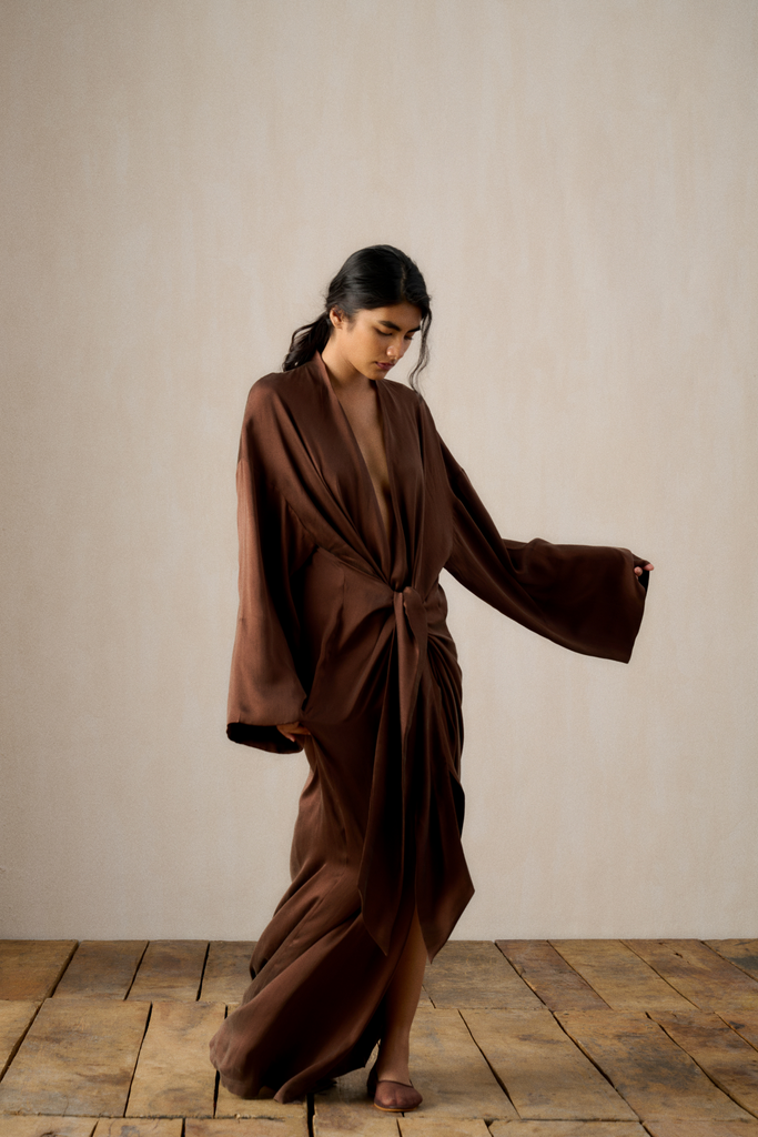 Allana Silk Long Robe Dress