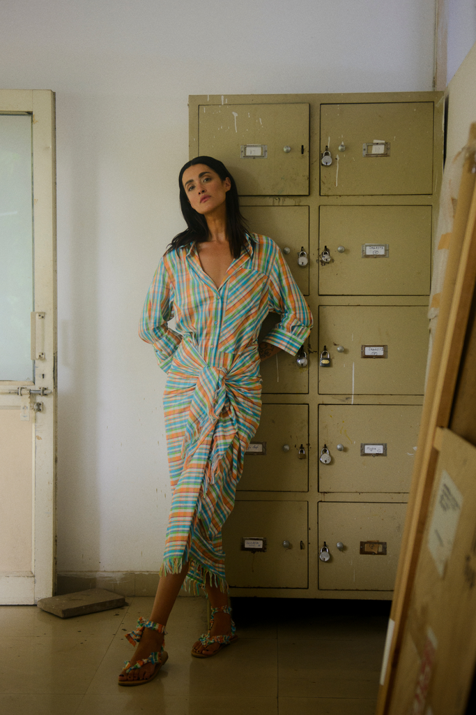 Vani Madras Check Sarong Dress