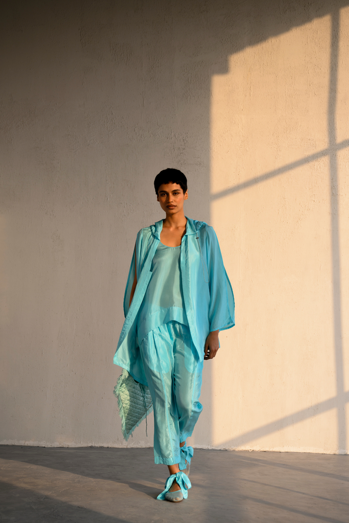 Indrani Silk Hooded Set