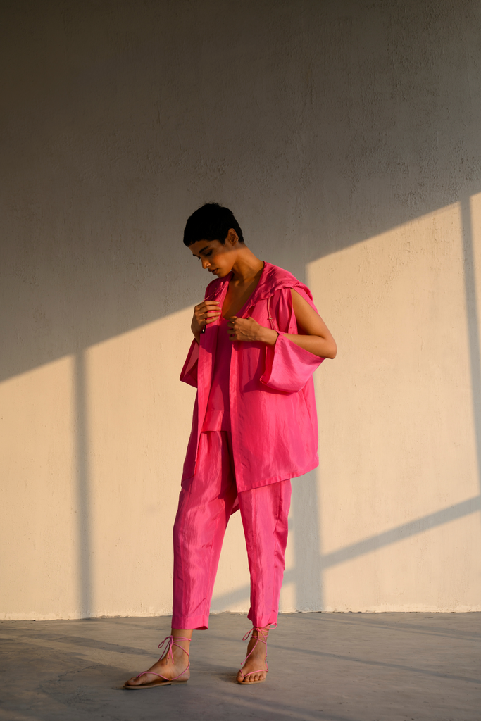 Indrani Silk Hooded Set