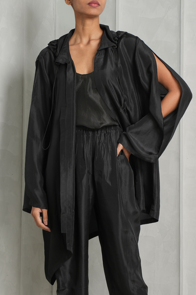 Indrani Silk Hooded Set