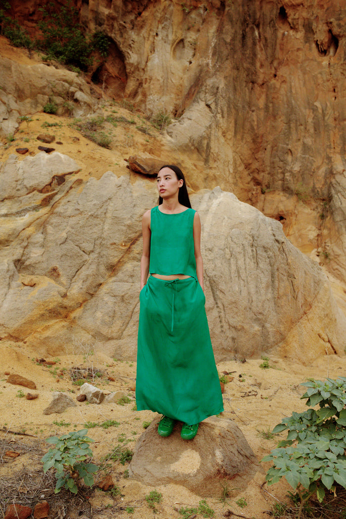 Yukti Silk Tie Blouse and Skirt