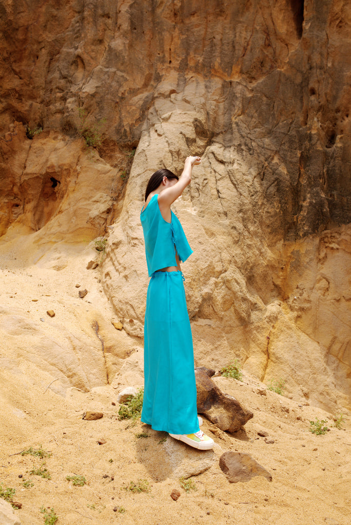 Yukti Silk Tie Blouse and Skirt