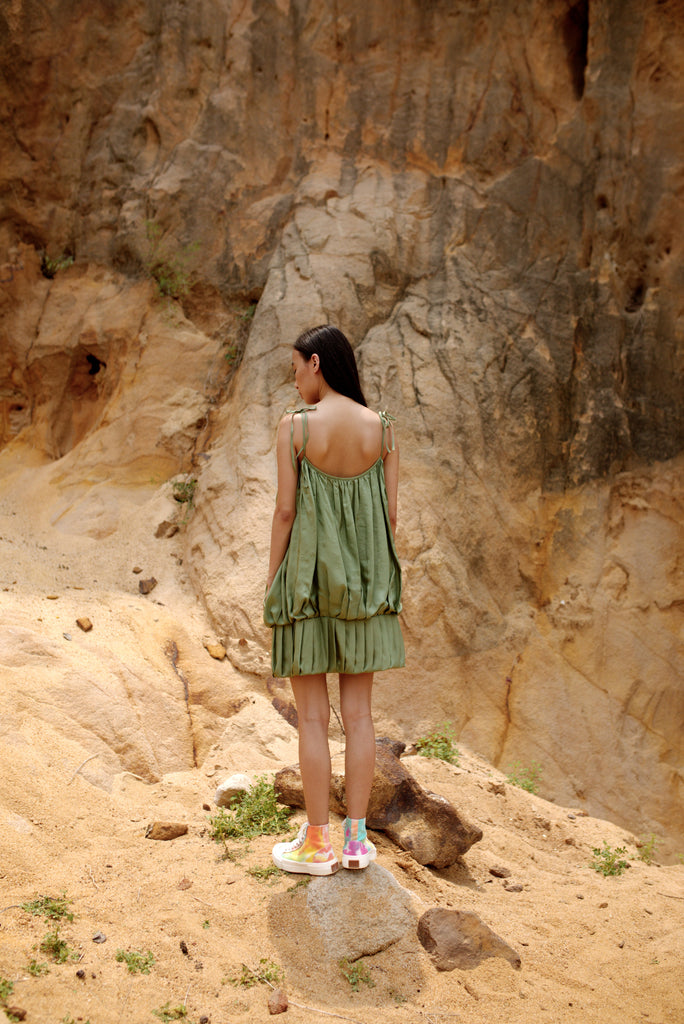 Elaya Silk Balloon Dress