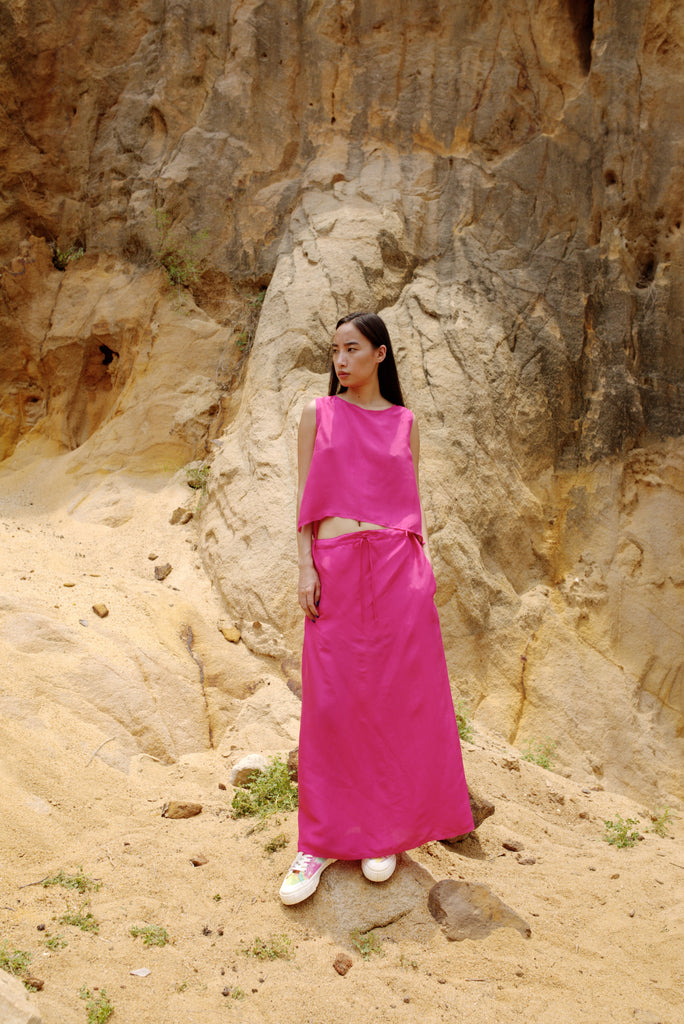 Yukti Silk Tie Blouse and Skirt