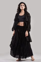 Chahel Chanderi Wrinkle Skirt and Jacket