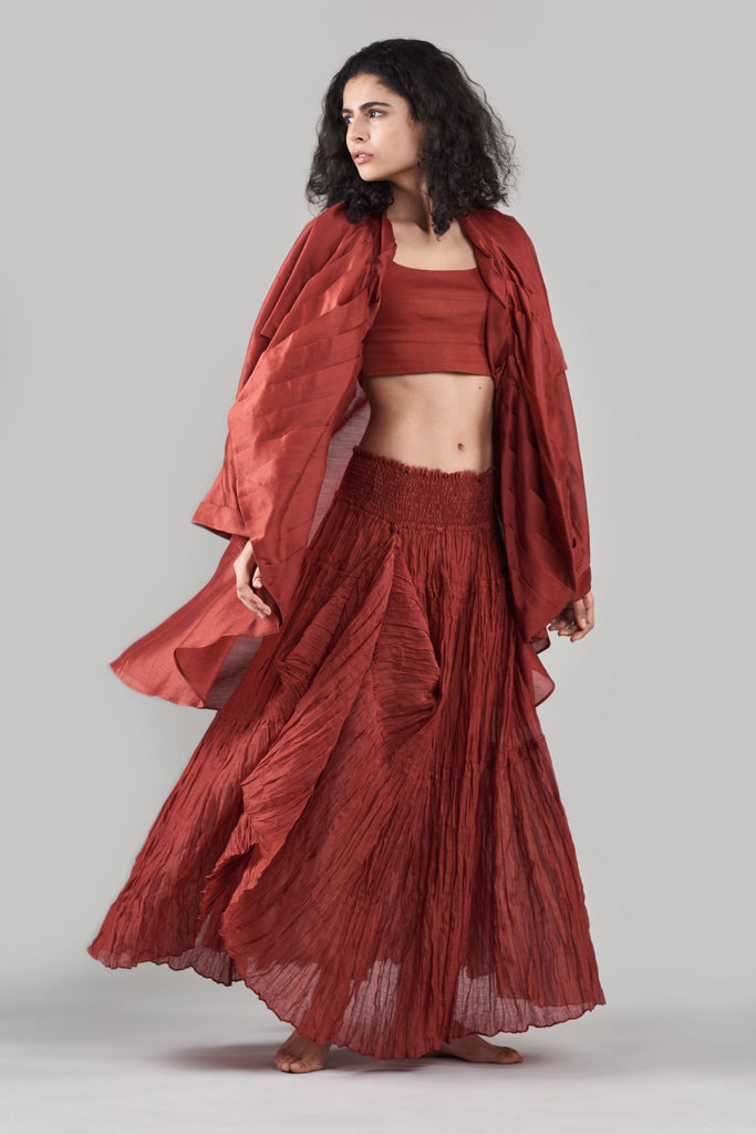Chahel Chanderi Wrinkle Skirt and Jacket