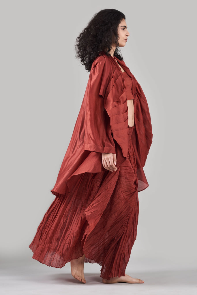 Chahel Chanderi Wrinkle Skirt and Jacket