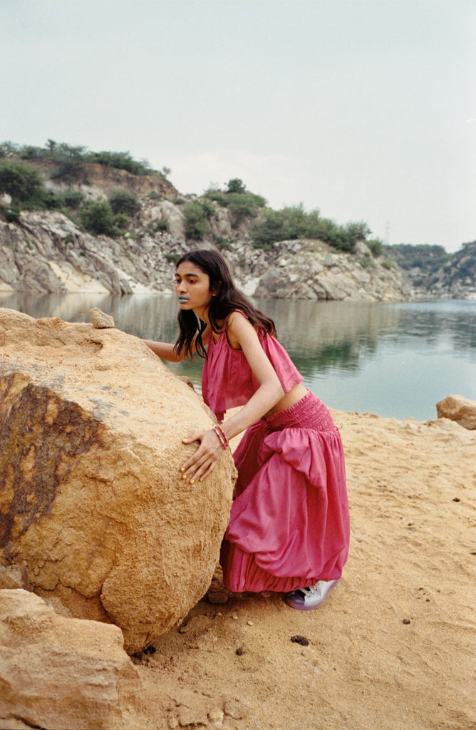 Laya Silk Balloon Skirt Set